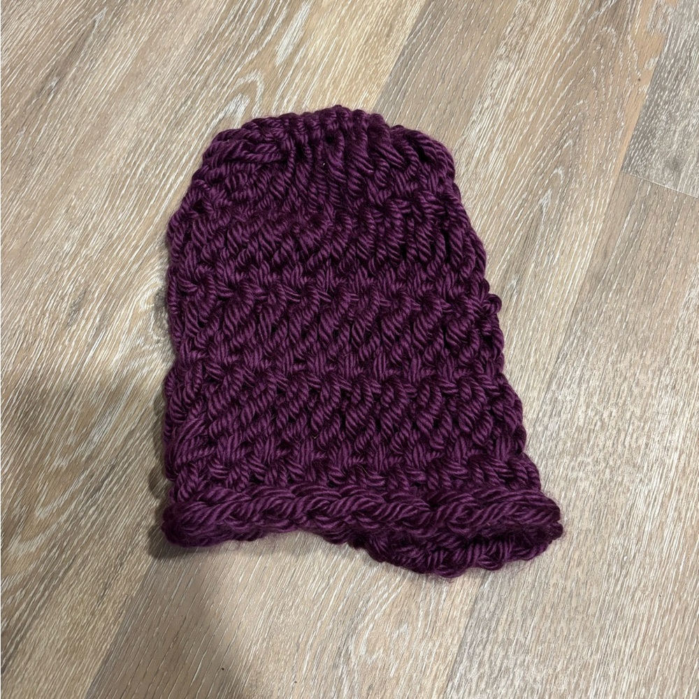 Purple Textured Knit Slouchy Hat